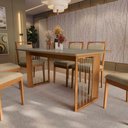 Ver imagem 3 de Conjunto Sala de Jantar Lina em Madeira Maciça 6 Cadeiras Boucle Bege