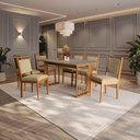 Ver imagem 1 de Conjunto Sala de Jantar Lina em Madeira Maciça 6 Cadeiras Boucle Bege