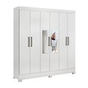 Ver imagem 2 de Guarda Roupa Roupeiro Casal 63020 06 Portas 03 Gavetas c/ Espelho Prático Branco Demóbile