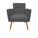 Ver imagem 3 de Kit Namoradeira + 1 Poltrona Decorativa Nina Capitonê Suede Cinza Pés Madeira Ms Decor