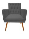 Ver imagem 3 de Kit Namoradeira + 1 Poltrona Decorativa Nina Capitonê Suede Cinza Pés Madeira Ms Decor