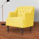 Ver imagem 2 de Kit 2 Poltronas Estofada para Hall de Entrada Genesis Suede Amarelo - Lm Decor