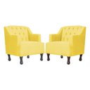 Ver imagem 1 de Kit 2 Poltronas Estofada para Hall de Entrada Genesis Suede Amarelo - Lm Decor