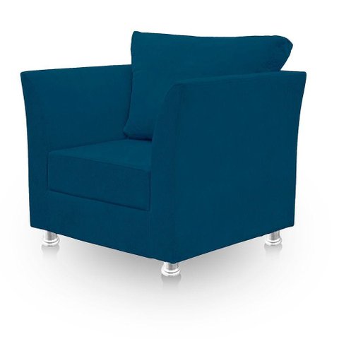 Poltrona Cadeira Decorativa para Sala e Quarto Lisboa Suede Azul Marinho
