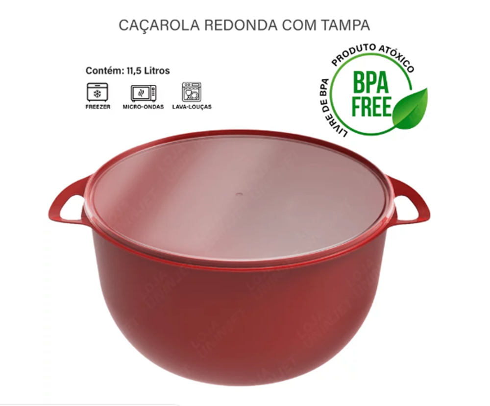 Pote Redondo Caçarola com Tampa e Alça 11,5 Litros Vm:vermelho - 3