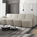 Ver imagem 1 de Sofá Cama Modulado Retrátil e Reclinável Decorativo Varsóvia 396cm Bouclê Bege Escuro G33 - Gran Bel