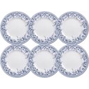 Ver imagem 1 de Jogo 6 Pratos Rasos Jantar 28cm Tramontina Azzura Porcelana Decorada Floral Azul Mesa Posta