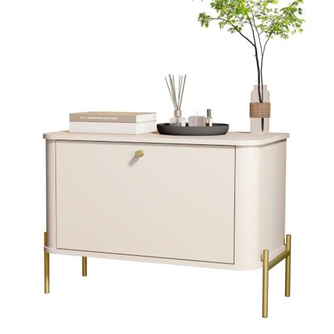 Mesa de Cabeceira Tucupí Off White Dourado Jb Bechara