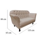 Ver imagem 6 de Kit Namoradeira + 1 Poltrona Decorativa Dália Suede Bege Pés Madeira Mz Decor