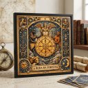 Ver imagem 1 de Quadro Carta Tarot a Roda da Fortuna 33x33cm Mold Preta