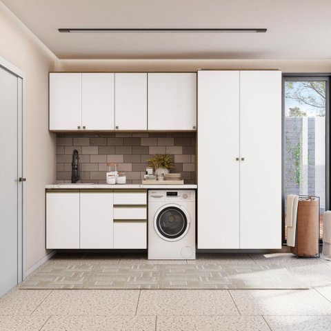 Lavanderia Modulada Kappesberg Celeste 5 Peças Nogueira/branco 280cm