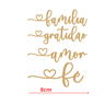 15 kits Escrita 8cm - Cru - MDF - Amor,Familia,Fé e Gratidão - 1