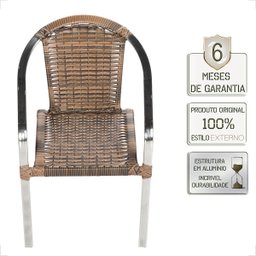 Jogo Mesa Fortaleza Tampo Tramado 85cm e 2 Cadeiras de Area Maresia, Aluminio Polido e Fibra - Argil - 3