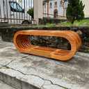 Ver mais imagens de Banco Oval Ripado em Madeira Maciça 120x40x45 Sudeste Rústico