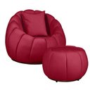 Ver imagem 1 de Kit Poltrona Base Giratória C/ Almofada e Puff Concha Veludo Cor Vermelho