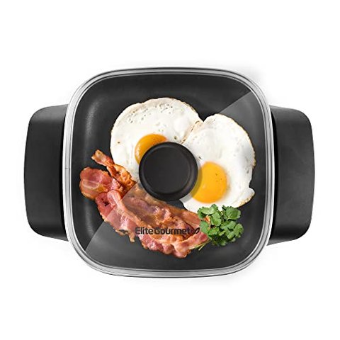 Elite Gourmet Eg808 Frigideira Elétrica Antiaderente 2,5qt Preto