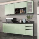 Ver imagem 1 de Cozinha Compacta Freijó L200cm 8 Portas 3 Gavetas Cz1200 Cor: Verde Mar