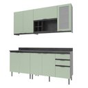 Ver imagem 2 de Cozinha Compacta Freijó L200cm 8 Portas 3 Gavetas Cz1200 Cor: Verde Mar