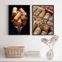 Ver imagem 1 de Kit 2 Quadros Fotografias Rusticas Vinho rolhas 24x18cm - com Vidro:madeira Branca