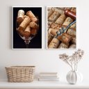 Ver imagem 2 de Kit 2 Quadros Fotografias Rusticas Vinho rolhas 24x18cm - com Vidro:madeira Branca