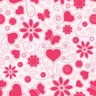 Papel de Parede Flores e Corações Estilizados em Rosa Pink - 1