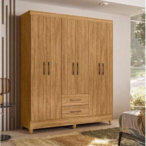 Guarda Roupa Casal 6 Portas 2 Gavetas 1,53m Freijo Panamá Moval