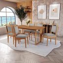 Ver imagem 1 de Conjunto Sala de Jantar Lina em Madeira Maciça 6 Cadeiras Boucle Cinza