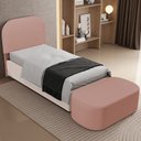 Ver imagem 2 de Cabeceira Cama Box 100cm Lanna com Puff Recamier Doha W01 Linho Rosê - Lyam Decor