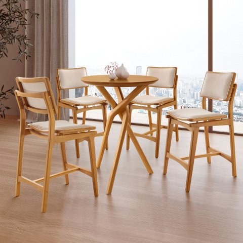 Conjunto Mesa Bistrô Ballare Tampo 60cm Redondo e 4 Banquetas Eva Moderna Mobília