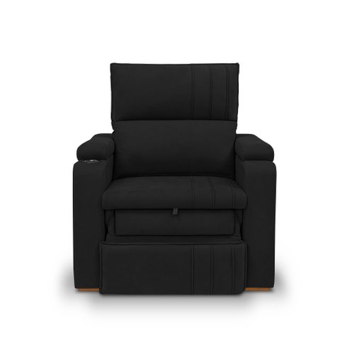 Poltrona Dalas Papai Retrátil Reclinável Veludo Porta Copo:preto