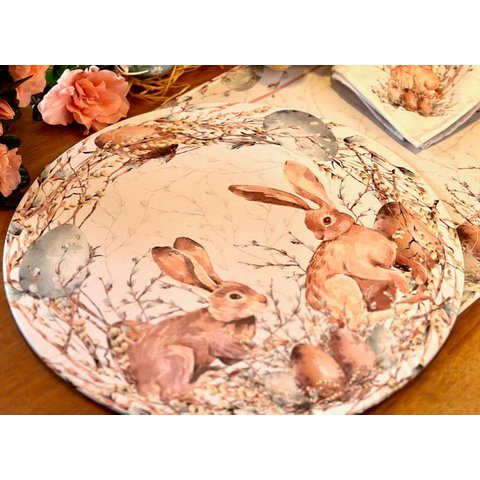 Kit Sousplat Páscoa Clássico Nsw 6 Peças com Base