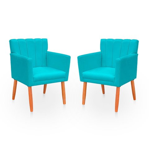 Kit com 2 Poltronas Cadeiras Elegante Confortável e Reforçada para Sala Carol Suede