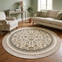 Ver imagem 2 de Tapete Redondo Persa Bege 250x250cm Antialérgico com Antiderrapante para Sala e Quarto