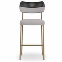 Ver imagem 5 de Kit 4 Banquetas Baixa Sala de Jantar Lisa Pés Champanhe Linho/PU Cinza/Preto m² - Monari Design