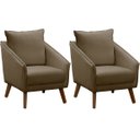 Ver imagem 1 de Kit 2 Poltronas para Sala e Escritório Decorativas Ellen Veludo Castor
