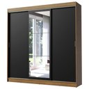 Ver imagem 2 de Guarda-Roupa Casal Madesa Istambul 3 Portas de Correr com Espelho 3 Gavetas Rustic/Preto Cor:Rustc/P
