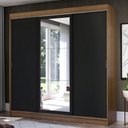 Ver imagem 1 de Guarda-Roupa Casal Madesa Istambul 3 Portas de Correr com Espelho 3 Gavetas Rustic/Preto Cor:Rustc/P