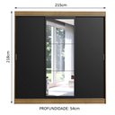 Ver imagem 3 de Guarda-Roupa Casal Madesa Istambul 3 Portas de Correr com Espelho 3 Gavetas Rustic/Preto Cor:Rustc/P