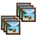 Ver imagem 1 de Kit 6 Molduras Porta Retrato 20x20 3cm Relevo Marrom