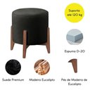 Ver imagem 3 de Puff Banqueta Decorativo Redondo Sala Estar Paris Suede Cor:preto