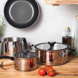 Caçarola Funda Aço Inox com Fundo Triplo e Tampa de Vidro 6,1L Solar Silicone Tramontina - 4 Caçarola Funda Aço Inox com Fundo Triplo e Tampa de Vidro 6,1L Solar Silicone Tramontina - 4