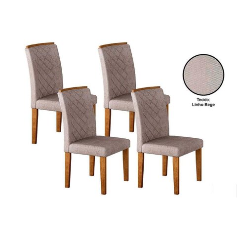 Cadeira Sala de Jantar Jade Kit 4 Un Imbuia/linho Bege - Rufato
