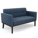 Ver imagem 1 de Sofá Namoradeira Base Madeira Preto Ana Suede Azul Marinho - Ibiza