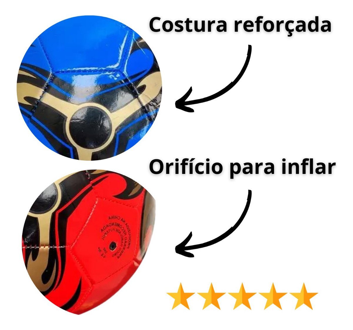 Kit com 3 Bolas de Futebol Campo Tamanho 5 Oficial Sintético - 5