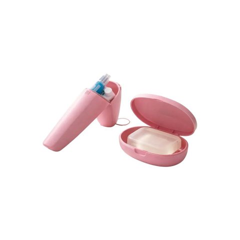 Conjunto Banheiro Acessórios Porta Escova Sabonete Rosa Kit