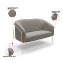 Ver imagem 3 de Sofá 2 Lugares Namoradeira Stella Base Industrial Alta Champanhe Linho Grafite D03 - D’Rossi