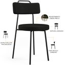 Ver imagem 4 de Cadeira Decorativa Estofada Para Sala De Jantar Barcelona L02 Crepe Preto - Lyam Decor