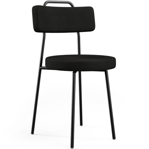 Cadeira Decorativa Estofada Para Sala De Jantar Barcelona L02 Crepe Preto - Lyam Decor
