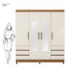 Guarda Roupa Casal Mônaco 4 Portas com Espelho Amendola Off White - Demobile - 5