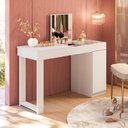 Ver imagem 1 de Escrivaninha Penteadeira Love com Vidro de Correr Espelho Prateleira – Design Moderno - Branco